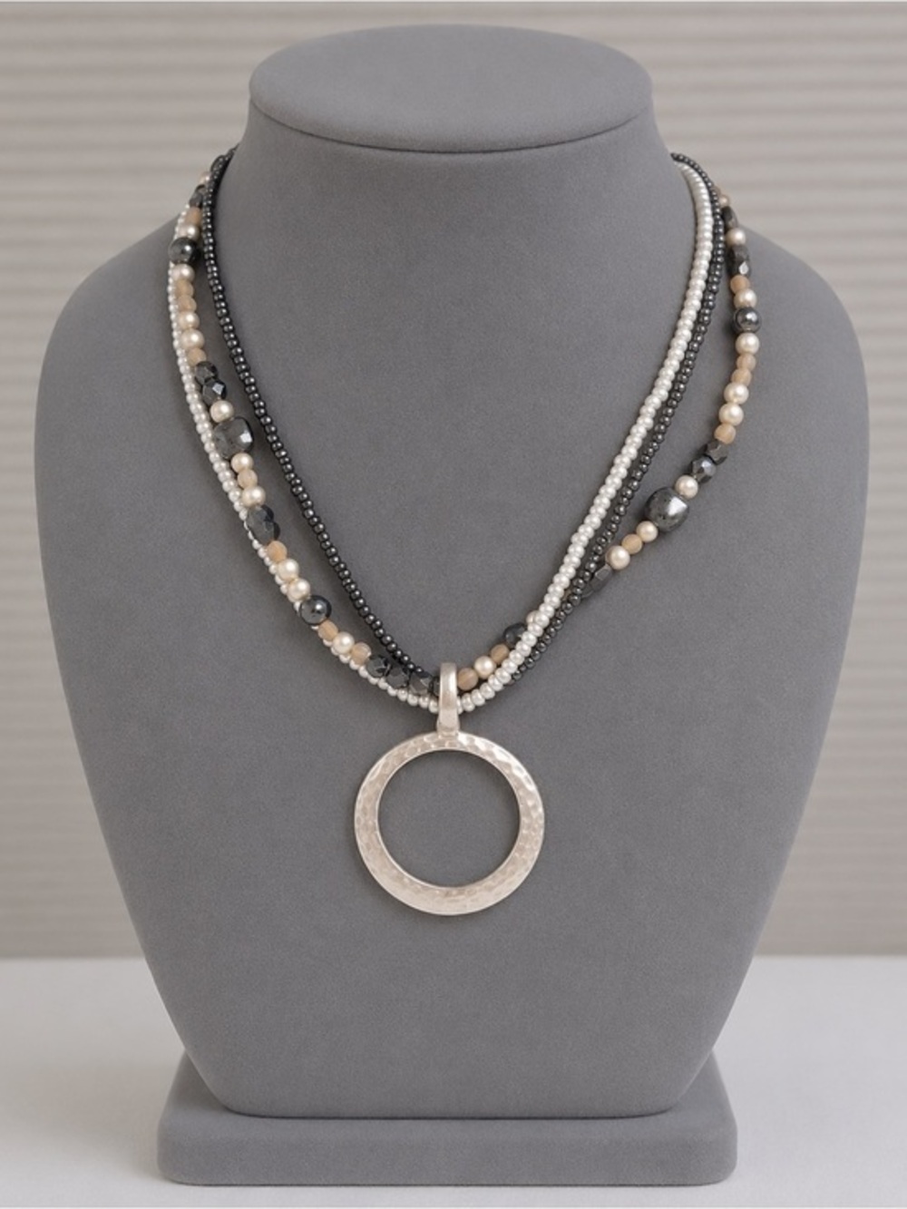 Premier Designs Night Life Three Strand Necklace With Enhancer EUC #077